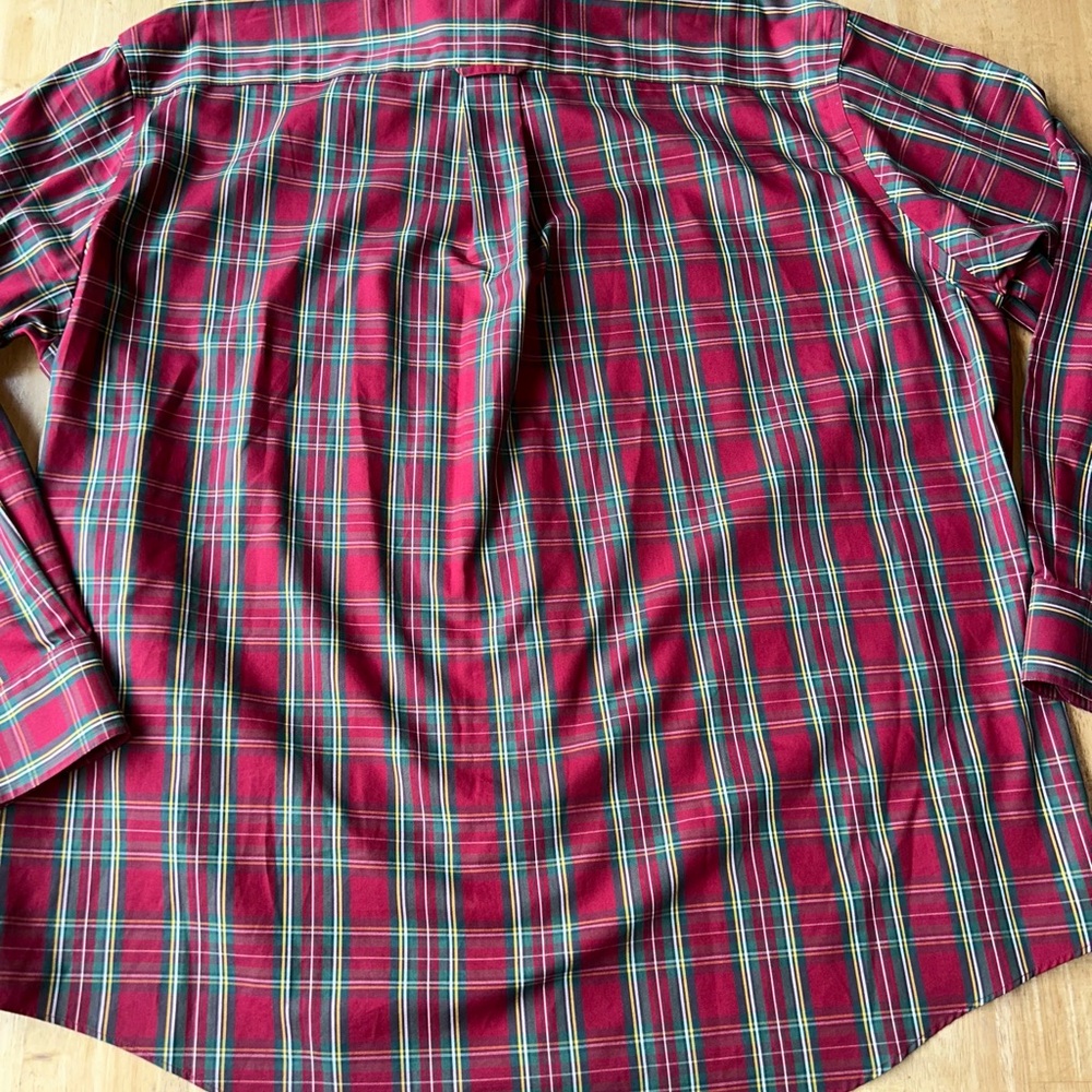 Men’s XL long sleeve button Cabela’s  outfitters series red green plaid holiday. - Picture 12 of 12